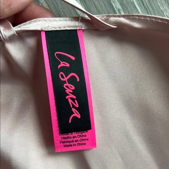 Satin Pink Lace Trim Dressing Gown - Picture 2 of 7